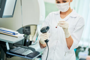 barcode scanner with medical person